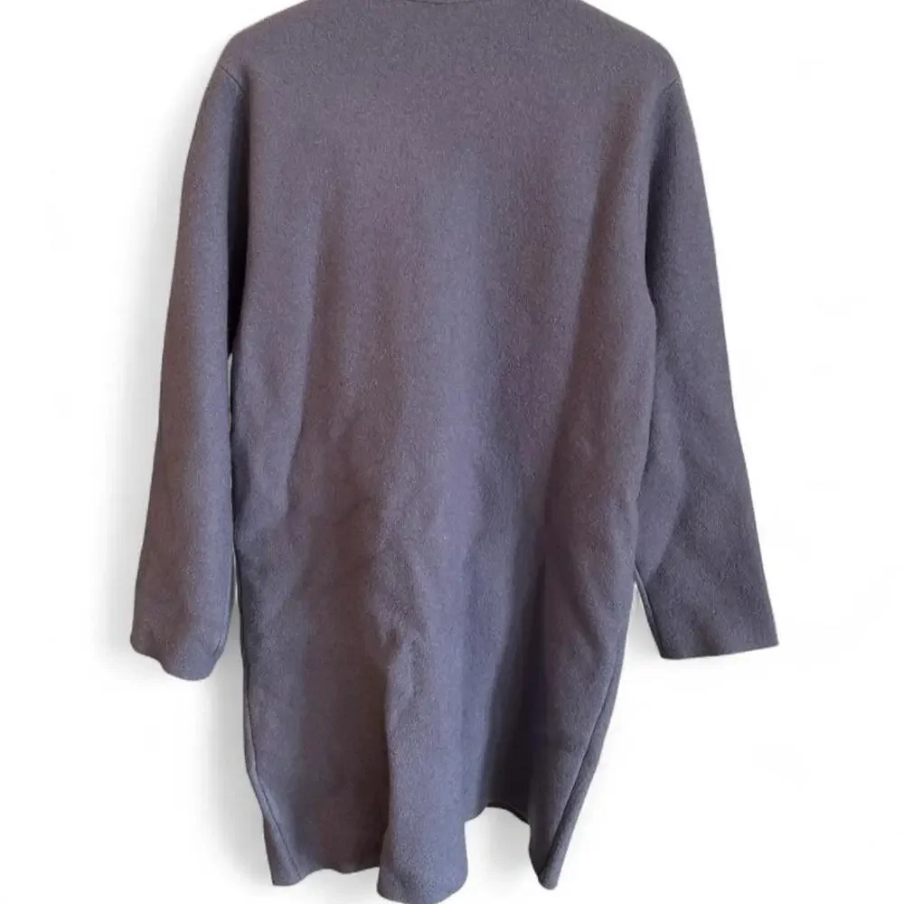 Vintage 90s Eileen Fisher 100% Wool Long Lavender trench Coat Size M Hong Kong